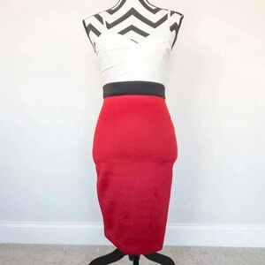 Hommage Red and Black Pencil Dress Sz Small